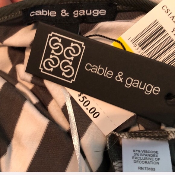 Cable & Gauge Front Tie Green & White Tee - Picture 6 of 8